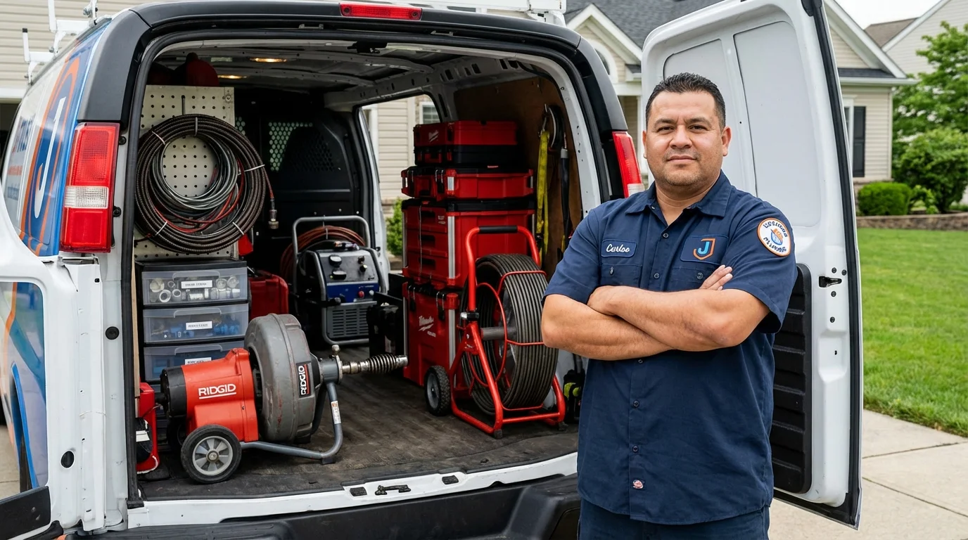 Professional drain cleaning equipment and Johns Plumbing LLC plumber in San Mateo