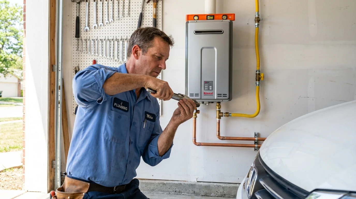 Tankless water heater installation by a Johns Plumbing LLC plumber in San Mateo